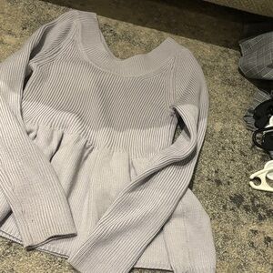 Rebecca Taylor Women's Light Gray Scoop Neck Sweater